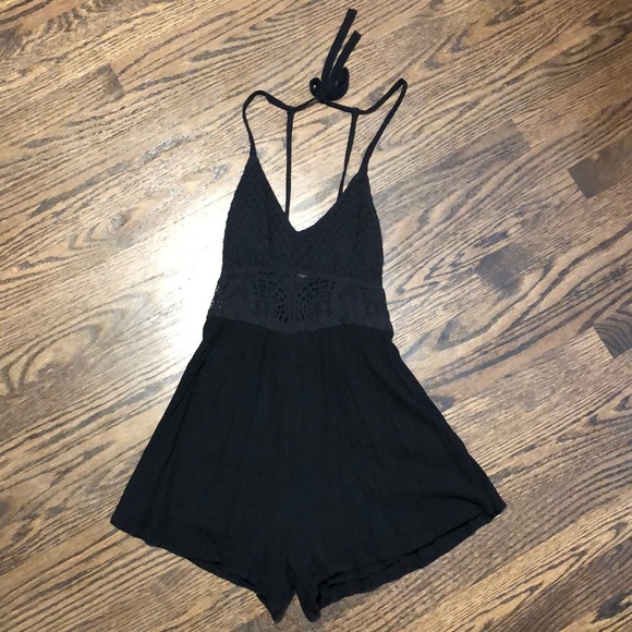 Black Crochet Romper - Picture 2 of 7